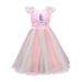 Little Girls Unicorn Costume Wedding Party Dress Up Clothes Rainbow Flower Pageant Princess Dress Ceremony Elegant Tutu