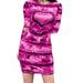 Winnereco Women Heart Printing Long Sleeve Dress Bodycon Hip-wrapped Dress (Rose 4XL)