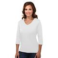 Tri-Mountain Women's Cotton Interlock 3/4 Sleeve V-Neck Knit.