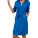 Dress Women,Lapel Button Shirt Dress Solid Color Slim Three-Quarter Sleeve Shirt Dress,Women'S Skirts