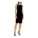 RALPH LAUREN Womens Black Sequined Glitter Sleeveless Jewel Neck Knee Length Sheath Cocktail Dress Size 14