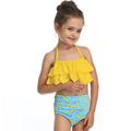 Girls Swimsuits Set Nylon Banana Pattern High Waist Bathing Suit Bikini Swimsuit