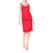 Nicole Miller Artelier CRANBERRY Solid Stretch Linen Tuck Dress, US 10