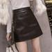 Women Skirts Above Knee Mini Women's Elastic Waist PU Faux Leather Skirt Jupe Femme Autumn Winter Mini Skirts