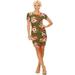 MOA COLLECTION Women's Floral Print Casual Short Sleeve Bodycon Fit Mini Dress/Made in USA