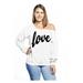 Awkward Styles Love Off Shoulder Sweatshirt for Women Plus Size Off The Shoulder Sweater for Women Curvy Plus Sweater Off One Shoulder Casual Slouchy Sweatshirt for Women Love Gifts for Women