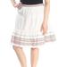 TOMMY HILFIGER Womens White Embroidered Knee Length A-Line Skirt Size 16
