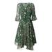 Summer Women Boho V Neck Flare Half Sleeve Dress Casual Beach Party Starry Sky Print Dress Female Chiffon A-Line Vestido