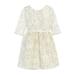 Sweet Kids Little Girls Off-White Sequin Lace Gold Leaf Occasion Dress 4-6
