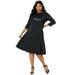 Roaman's Women's Plus Size Ultrasmooth Embellished Swing Dress Dress