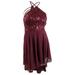 Speechless Juniors' Strappy Sequin High-Low Dress (13, Wine)