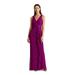 RALPH LAUREN Womens Purple Ruffled Sleeveless V Neck Full-Length Shift Evening Dress Size 4