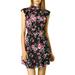 Allegra K Women's Ruffles Floral Printed Mock Neck Tiered Smocked Dress