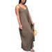 Women Fashion Summer Sleeveless Maxi Halter Dresses Solid Color Halter Maxi Dress With Halter Tie And Pockets