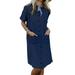 Women's Summer Denim Short Sleeve Mini Dress Pockets Plus Size Shift Sundress