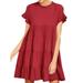 ZXZY Women Crew Neck Ruffled Short Sleeves Babydoll Mini Dress