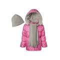 Pink Platinum Heart print puffer jacket with gwp scarf (big girls)