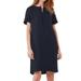 Women's Short Sleeve Button Neck Cotton Linen Casual Comfy Dress