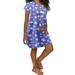 Womens Star Print Short Sleeve Mini Dress Ladies Summer Casual V Neck Sundress Plus Size