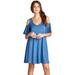 Loving People Cold Shoulder V Neck Dress, Large, Denim Blue