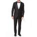 Adam Baker Men's 9-3401 Slim Fit One Button Satin Shawl Collar Tuxedo Suit - Black - 44 Short