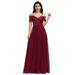 Ever-Pretty Women's V-neck Lace Sequin Maxi Dress Long Wedding Party Gowns 00766 Burgundy US12