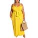 Women's Spaghetti Strap Plus Size Dress Tie Dye Sleeveless Belted Long Dress with Pockets