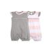 Burt's Bees Baby Baby Girls Rugby Peace Stripe Romper Bubble Set, 2-Pack