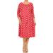 Women's Plus Size A-line Round Neck 3/4 Sleeves Polka Dot Maxi Dress Made in USA
