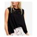 FREE PEOPLE Womens Black Embroidered Sleeveless Jewel Neck Top Size XS