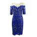 Heri Off-the-Shoulder Metallic Lace Dress, Blue, 14