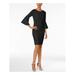 CALVIN KLEIN Womens Black Zippered Bell Sleeve Jewel Neck Above The Knee Body Con Evening Dress Size 6P