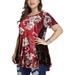 Lumento Women's Plus Size Blouse Tie Dye Floral Leopard Print Tops Casual Loose Short Sleeve Summer Tunic with Lace Splicing