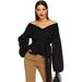 Women's Long Sleeve V Neck Ruffle Blouse Off Shoulder Tie Waist Wrap Tops