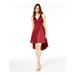 CITY STUDIO Womens Burgundy Sleeveless V Neck Knee Length Hi-Lo Party Dress Size 13