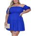 UKAP Ladies Plus Size Dress Ruffle Hem Tie Waist Solid Color Summer Casual Mini Dress Beach Sundress