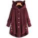 Women's Casual Faux Fur Hooded Coats Fleece Jackets Cute Style Plus Size Outerwear