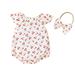 Ma&Baby Kids Girl's Suit Short Sleeve Cherry Print Romper Clothes Headband