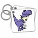 3dRose Funny Cute Blue Trex Dinosaur Drinking Martini - Key Chains, 2.25 by 2.25-inch, set of 2