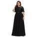 Ever-Pretty Womens Embroidered Wedding Party Dresses for Women 09042 Black US8