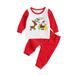 Christmas Baby's Housedress Suit, Long Sleeve Round Neck Top with Santa Claus Pattern Elastic Head Long Pants