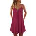 NHT&WT Women's Plus Size V Neck Sleeveless Dresses Sexy Spaghetti Strap Mini Party Dress Summer Beach Tank Dress