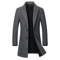 Niuer Mens Single Breasted Pea Coat Solid Color Wool Blend Casual Slim Fit Jacket for Winter