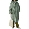 Women Winter Full Sleeve Hoodies Coat Solid Color Long Coat Trench Coat Windbreaker
