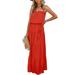 Women Elegant Party Dress Ladies Solid Color Flowy Swing Dress Summer Casual Loose Maxi Dress