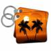 3dRose Tropical Sunset Palm Trees - Key Chains, 2.25 by 2.25-inch, set of 2