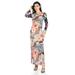 24seven Comfort Apparel Floral Fantasy Long Sleeve Maxi Dress With Side Slit