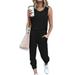 UKAP 2 Pieces Sweatsuit Set for Women Solid Sleeveless Loose Top Jogger Long Pants Loungewear Yoga Outfits Black M(US 6-8)