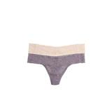 Felina Signature Stretchy Lace Low Rise Thong 2-Pack Panty (Bare Mink, L/XL)