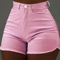 Salezone Women's High Waisted Denim Shorts Slim Fit Button Front Raw Hem Jeans Hot Shorts